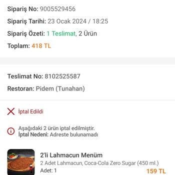 Trendyol Yemek Şikayet Yemeğim Gelmedi