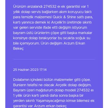 Arçelik Buzdolabı Arızası (274532 Eı)