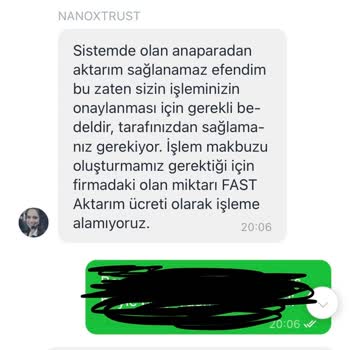 Nanoxtrust Para Çekimi İçin Para İsteniyor