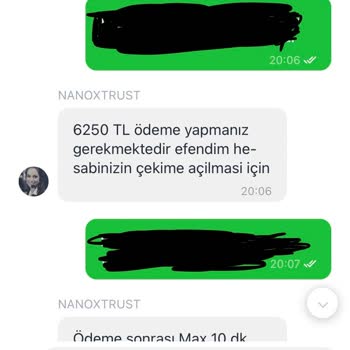 Nanoxtrust Para Çekimi İçin Para İsteniyor