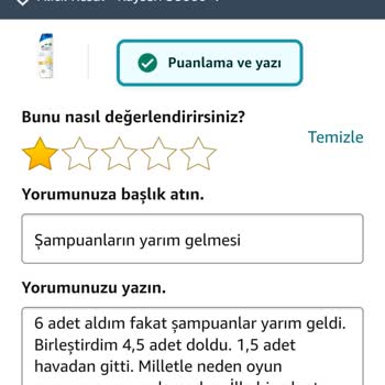 Carrefour SA Şampuanların Yarım Gelmesi