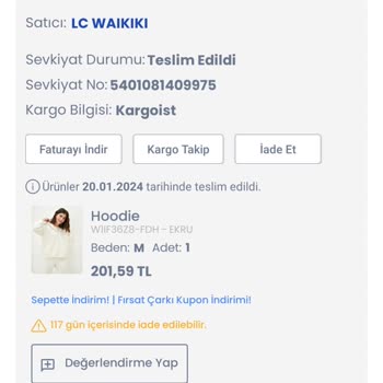 LCW Waikiki Den Kuponla Aldığım Ürün Etiketinde Çok Daha Düşük Fiyatlı