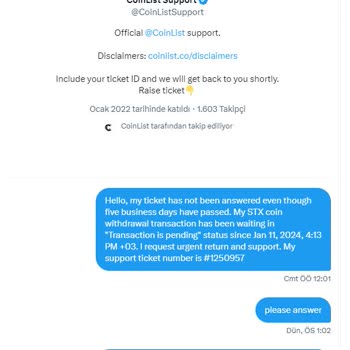 Coinlist.co Coin Çekim İşlemimi Yapmıyor