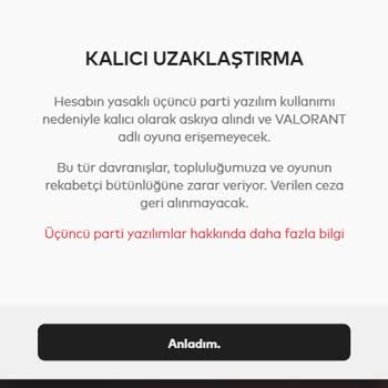 Sebepsiz Valorant Kalıcı Ban Yedim