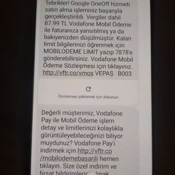 Vodafone Mobil Ödeme Yansıtılmış
