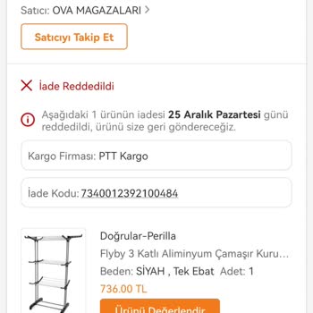 Trendyol Ova Mağazaları Çamaşır Askılığı Ürün İade Etmek İstiyorum