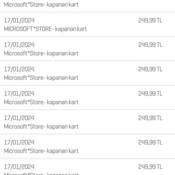 Microsoft Store Enpara Kredi Kartımdan 17 Adet 4294TL Para Çekmiştir