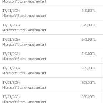 Microsoft Store Enpara Kredi Kartımdan 17 Adet 4294TL Para Çekmiştir