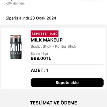 Sephora Online Mağduriyeti Milk Contour