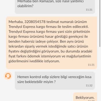 Trendyol Hasarlı Ürün Ve Fiyat Farkı Mağduriyeti