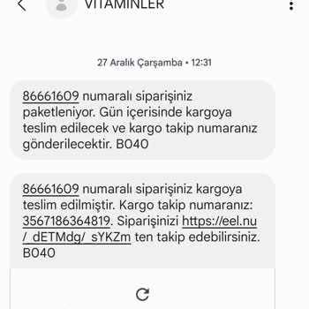 Vitaminler.com/ Aras Kargo /Yurtiçi Kargo'nun İşlerini Yapmaması