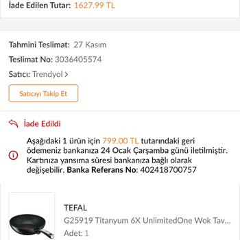 Trendyol Parama El Koydu Ürünümü Göndermedi