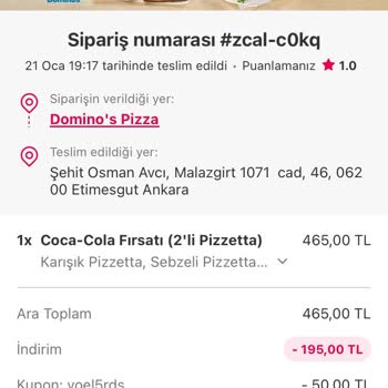 Domino's Pizza İlgili Restoran Sorun İçin Hiçbir Görüşme Başlatmıyor