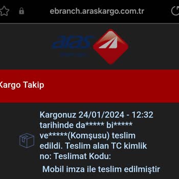 Aras Kargo Teslimat Kodu Sormadan Yanlış Kişiye Teslim Ediyor