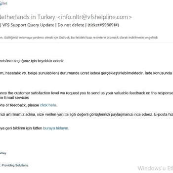 VFS Global Hollanda Randevu İptalinde Hizmet Ücretimi İade Etmiyor.