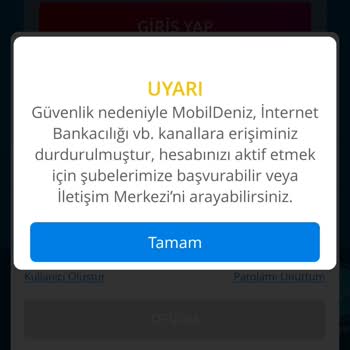 Denizbank Mobil Erişim Problemi
