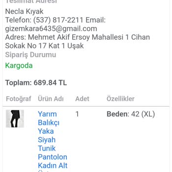 Nare Giyim Teslimat Ve İletişim Sorunu Yaşadım