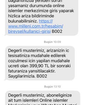 Millenicom Verilmeyen Hizmet İçin Alınan Tutar