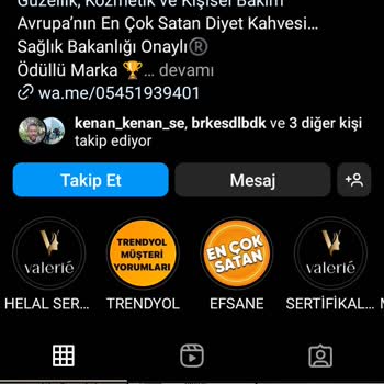 Valerie.coffe.tr (Instagram) Ürün Pazarlama Instagram Uygulamasında