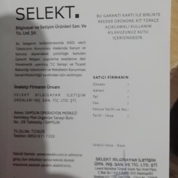 Reeder Garanti Kapsamında Arızanın Giderilmemesi Nedeniyle Şikayetim