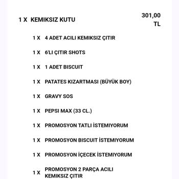 KFC Siparişim Eksik Geldi