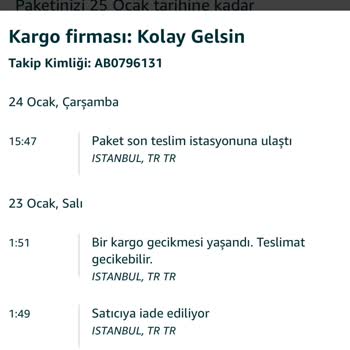 Amazon.com Kargo Sorun Oluştu