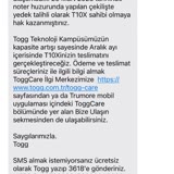 Togg Akıllı Cihaz Mağduriyeti