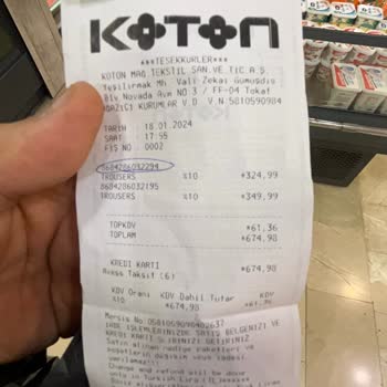 18.01.2024 De Tokat Koton Mağazasından Almış Olduğum Pantolon 3 Gün So