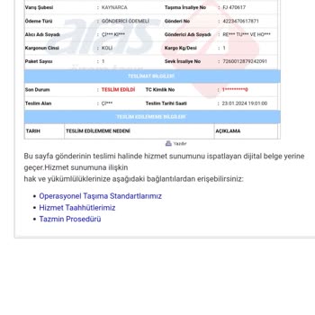 Aras Kargo Hatalı Kargo Teslimi