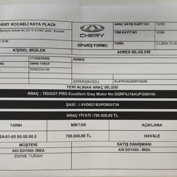 Chery Fiyat Problemi. Fazladan İstenen (Elden) Para