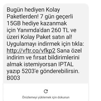 Vodafone Kolay Paket Hediyesi Gelmiyor