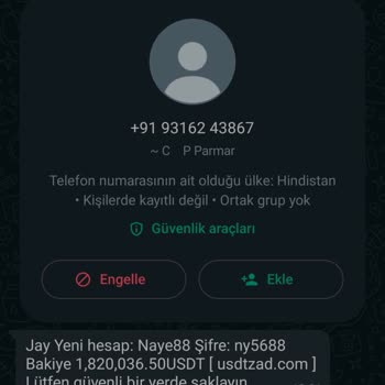 Tether Bilinmeyen Numaradan Mesaj