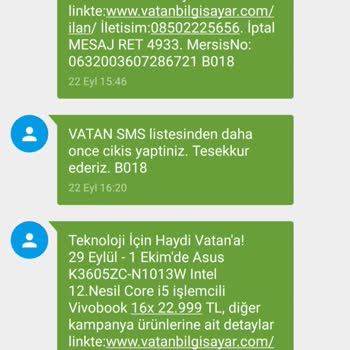 Vatan Bilgisayar Laftan Anlamıyor, Israrla Reklam Mesajları Gönderiyor