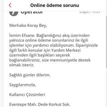 Yemeksepeti Online Sipariş Platformu Ve Restoran İşbirliğiyle İptal Edilen Siparişin İadesi