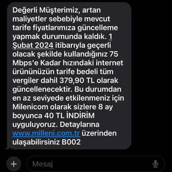 Millenicom Haksız Zam Ve Hizmet Bedelindeki Fahiş Artış