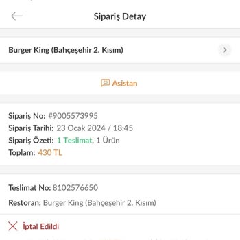 Burger King Bahçeşehir 2. Kısım Şubesi Sorumsuz Personel Ve Kurye