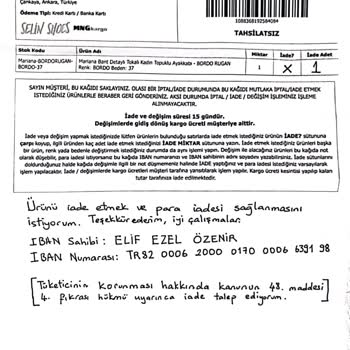 Selin Shoes İade Yapmıyor (Tüketicinin Korunması Kanunu'na Aykırı)