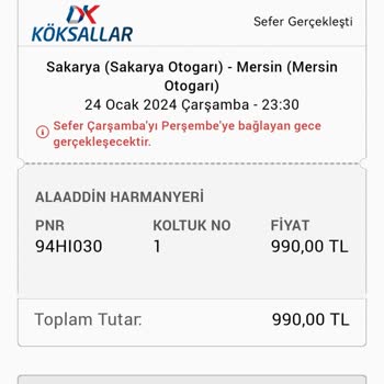 Köksallar Turizm Firmanın Yolcuyu Almaması