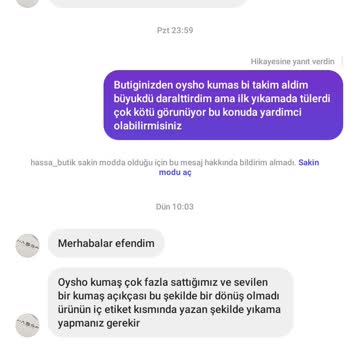 Hassa Tesettür Giyim Butikten Alınan Ürünün Kalite Sorunları
