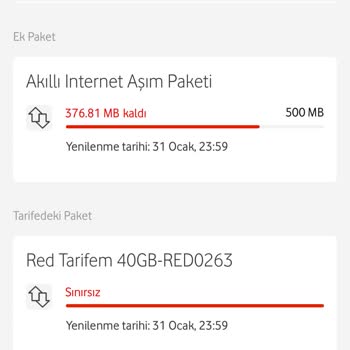 Vodafone Red40 İnternetim Bitiyor Dur