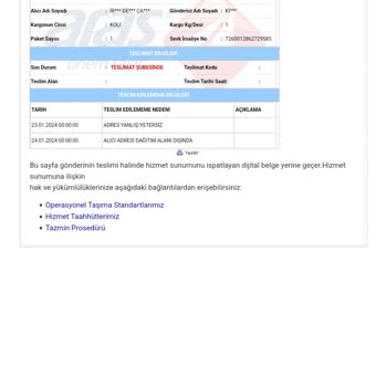 Aras Kargo Ürünün Gelmemesi Yanlış Davranış