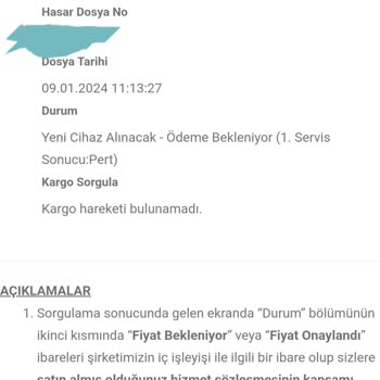 Techpoint Servis Hizmetleri Kasko, Net Bilgi Vermemesi