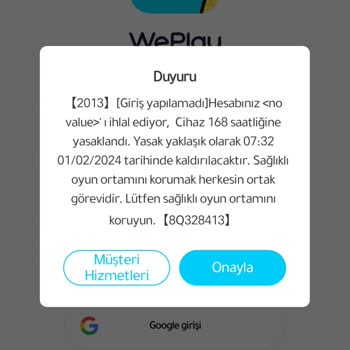 WePlay Hesabım Hiçbir Sorun Olmaksızın Banlan Dı