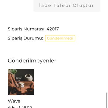 Vina Seramik Ürün Aldım Ama Gelmedi İade İstiyorum Paramın