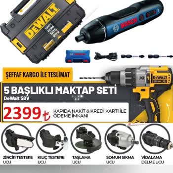 Hırdavat Dünyam Dewalt Beş Başlıklı Şarjlı Çift Akülü Matkap