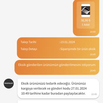 Trendyol Eksik Ürün Gönderimi
