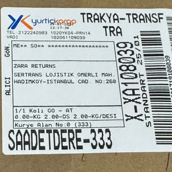 Zara Kargo İade Bilgilendirme