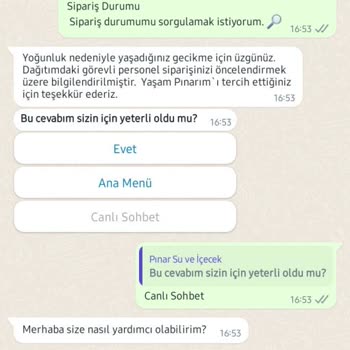 Pınar Su ve İçecek Geciken Damacana Su Teslimatları Ve Müşteri Hizmetleri Sorunları