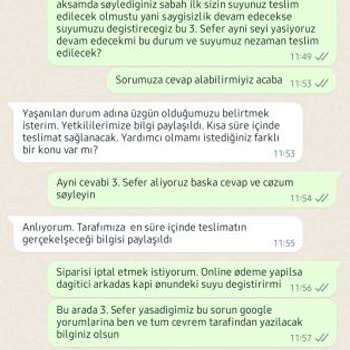 Pınar Su ve İçecek Geciken Damacana Su Teslimatları Ve Müşteri Hizmetleri Sorunları