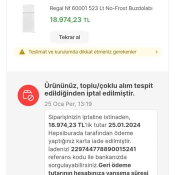 Regal İndirimli Ürün Satış İptali Ve Fiyat Artışı Şikayeti